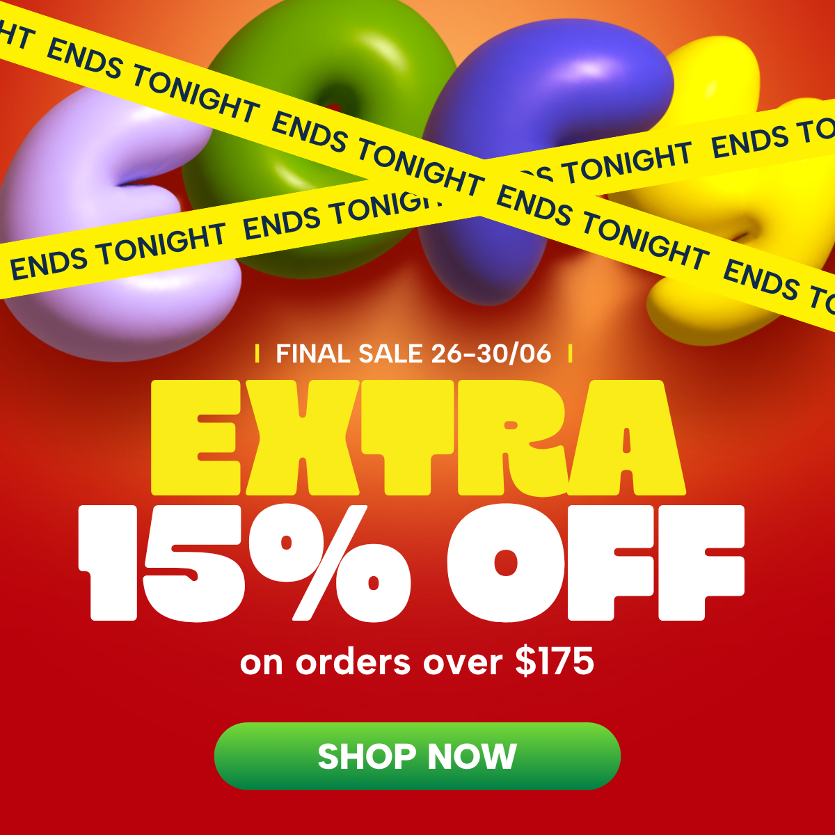 Extra 15% off orders over $175