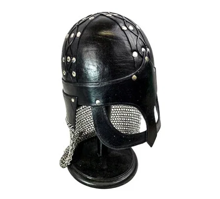 Image of Viking Helmet- Leather- Gjermunbdu- Black