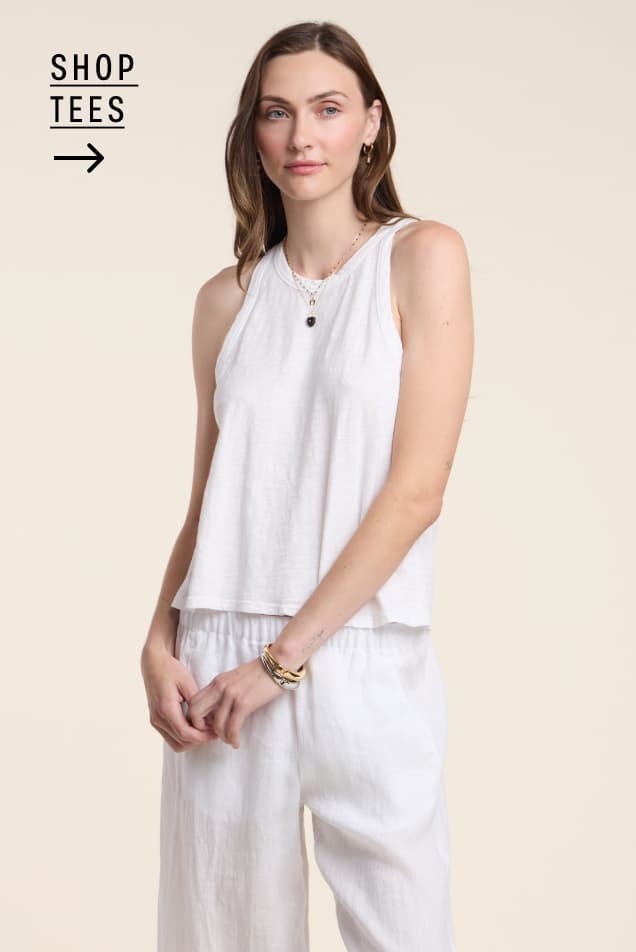 Image shows a model wearing the Sasha Top in White.