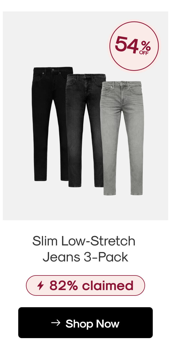 Slim Low‑Stretch  Jeans 3-Pack