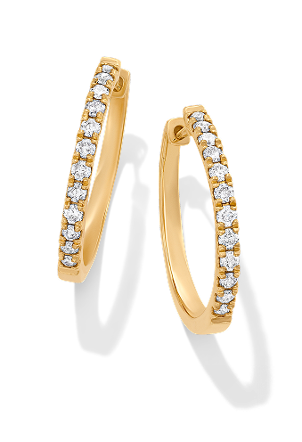 Diamond hoop earrings, yellow gold.