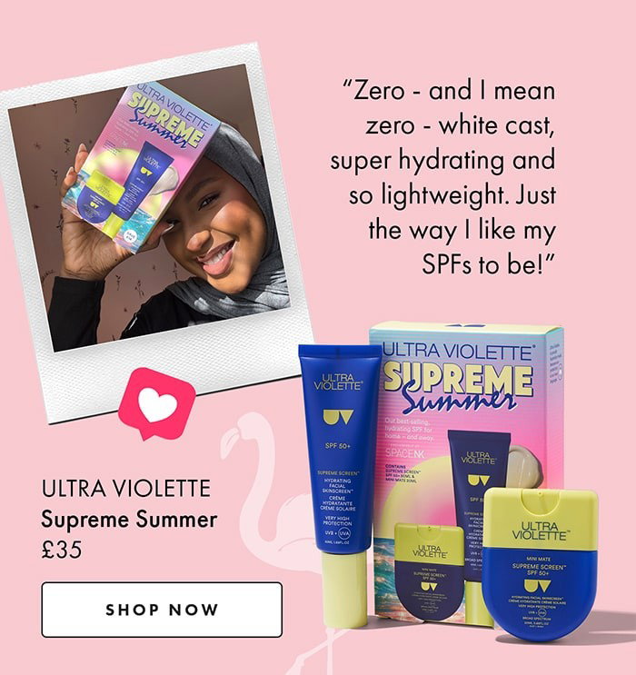 “Zero - and I mean zero - white cast, super hydrating and so lightweight. Just the way I like my SPFs to be!” Ultra Violette
                Supreme Summer
                £35