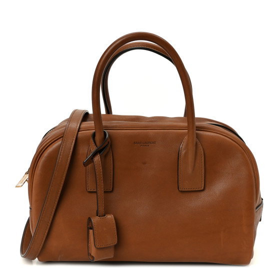 SAINT LAURENT Calfskin Small Sac De Jour Boston Handle Toasted Brown