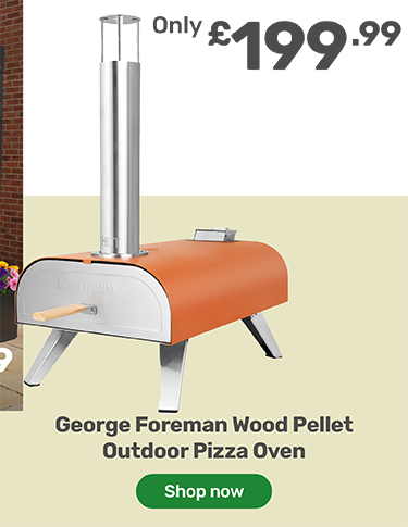George Foreman Deep Orange Wood Pellet Outdoor Pizza Oven with Carry Bag and Paddle 12 inch. £199.99