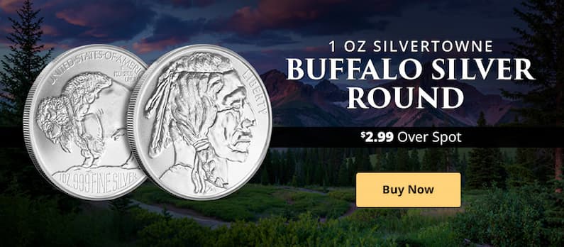 ON SALE: 1 oz SilverTowne Buffalo Silver Round (New)