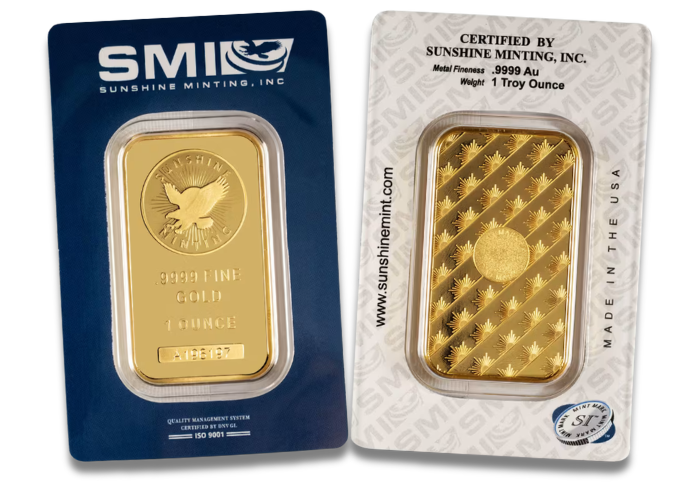 1 oz Sunshine Gold Bar (New w/ Assay, MintMark SI)