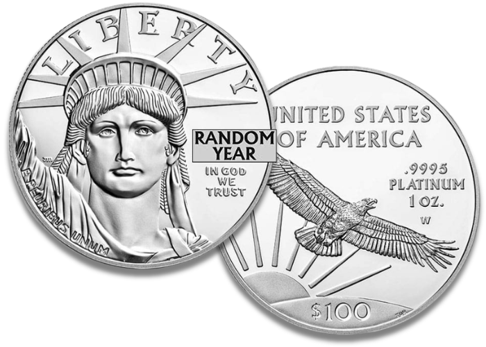 1 oz American Platinum Eagle Coin (Random Year, BU)