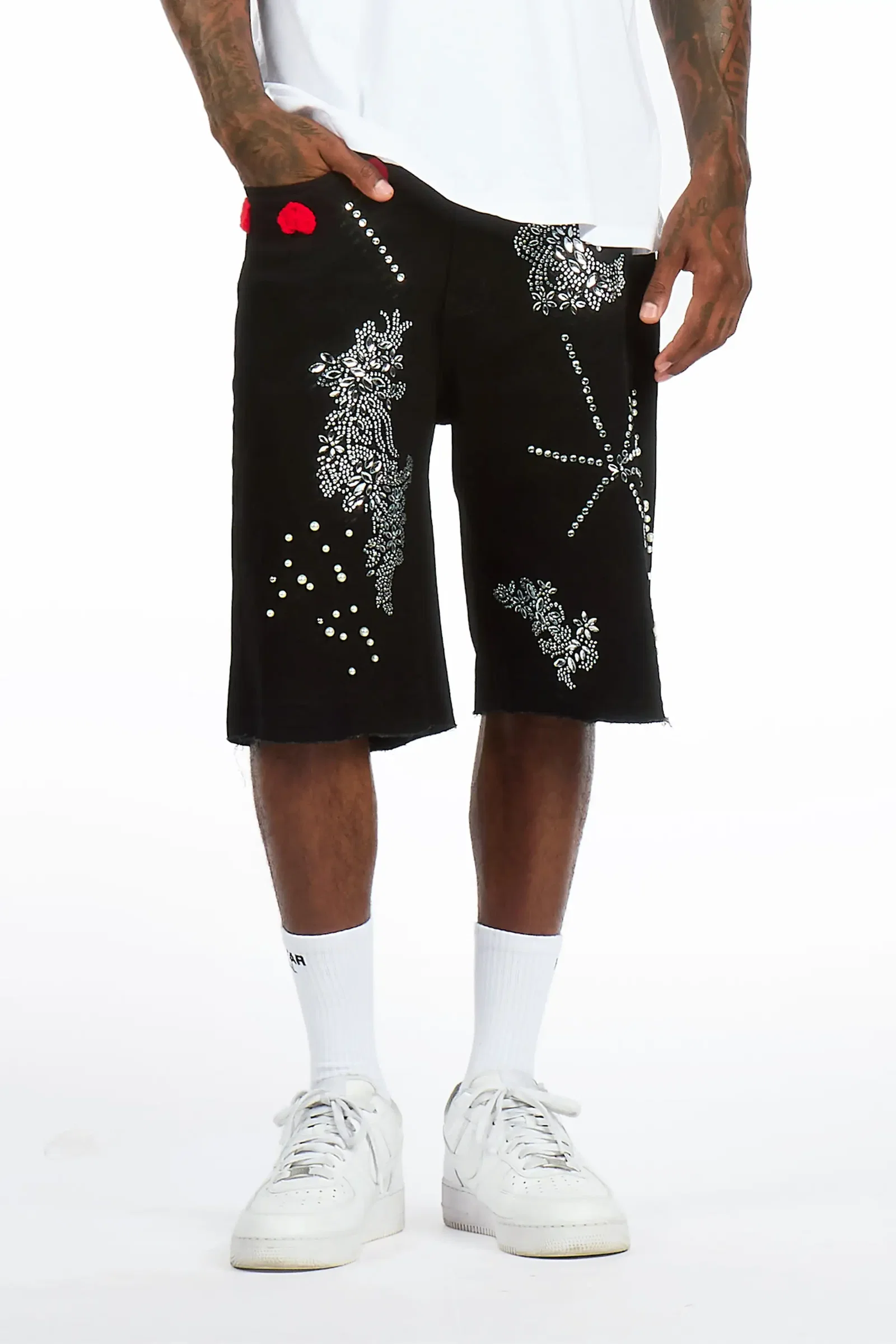 Image of Rael Black Rhinestone Denim Short