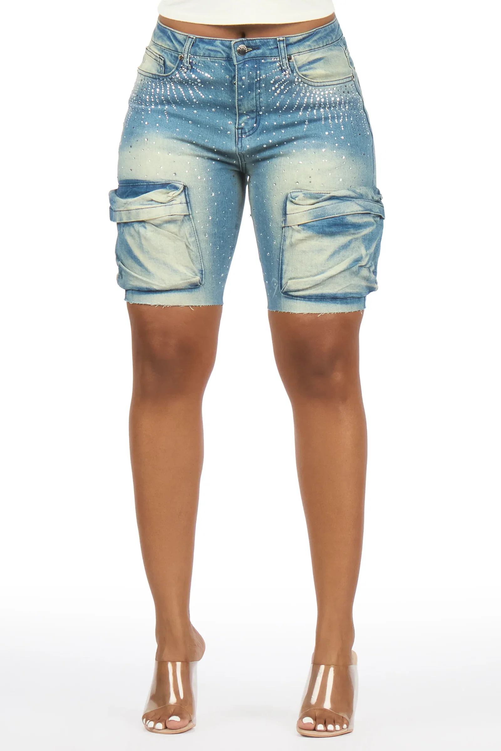 Image of Noddia Med. Wash Rhinestone Bermuda Short