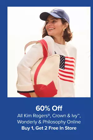60% off all Crown and Ivy, Wonderly, Kim Rogers and more online. Buy one, get two free in store. Shop now.