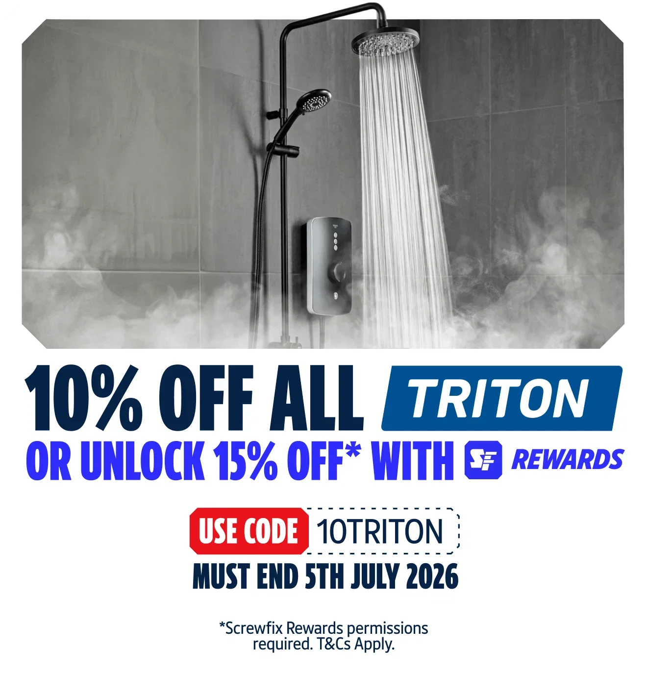 Get 10% off all Triton this week with code 10TRITON, or 15% off when you sign up to Screwfix Rewards. T&Cs apply. Must end Sunday 5th July.