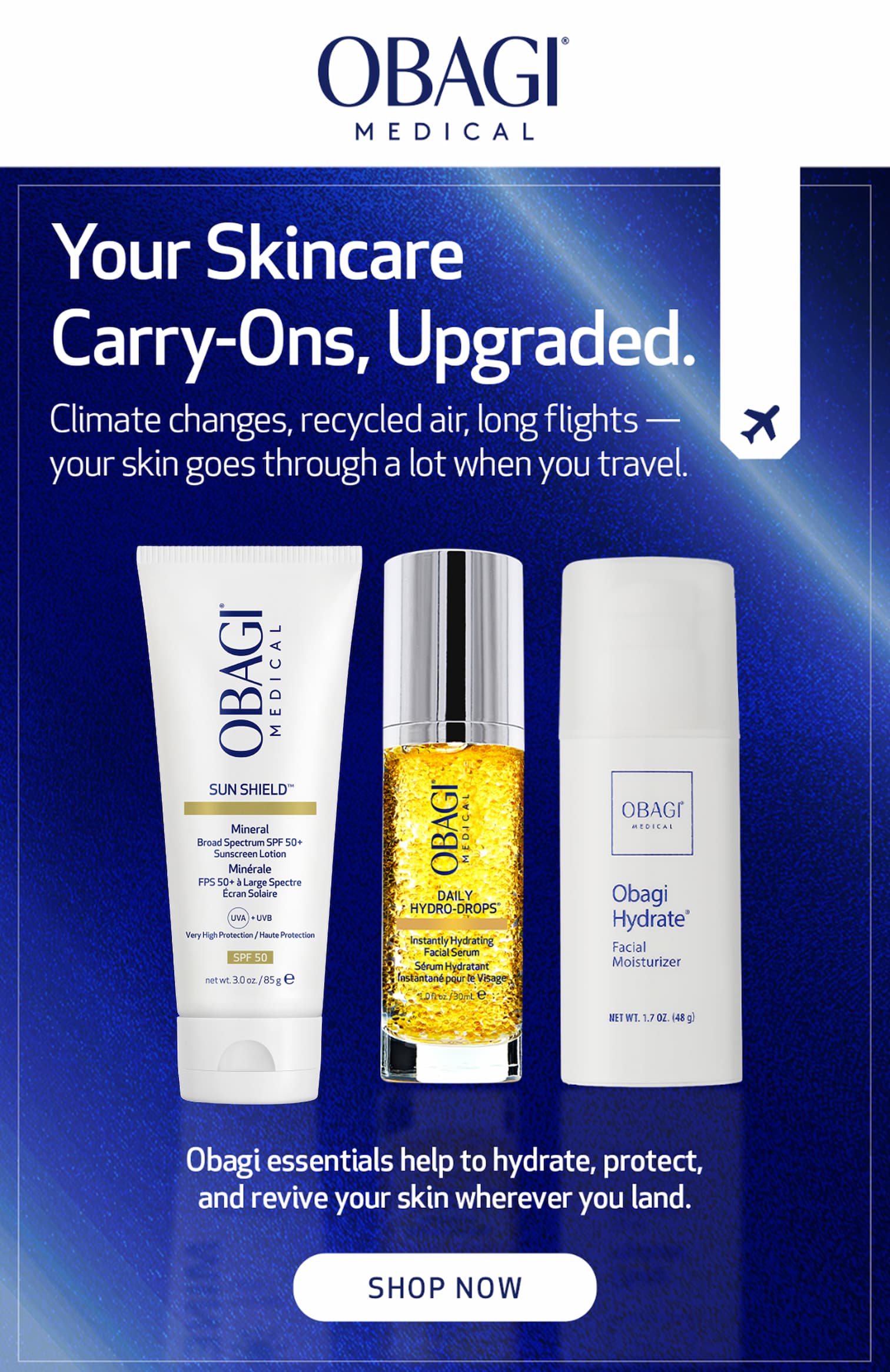 your skincare carry-ons, upgrade. shop now