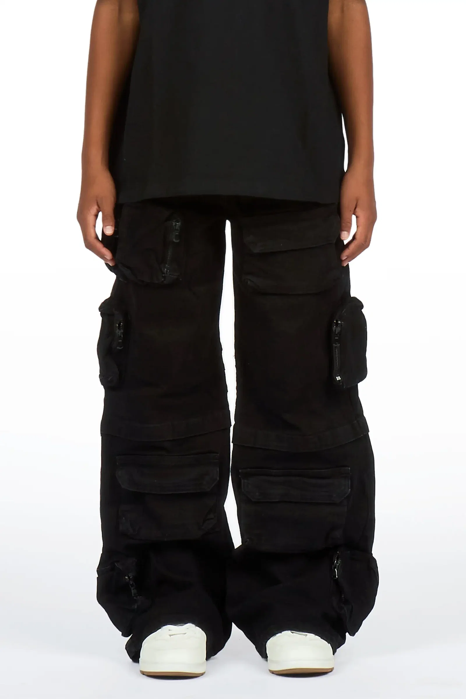Image of Boys Pocketeer Black Baggy Fit Cargo Jean