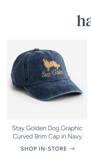 Stay Golden Dog Graphic Curved Brim Cap in Navy