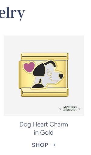Dog Heart Charm in Gold