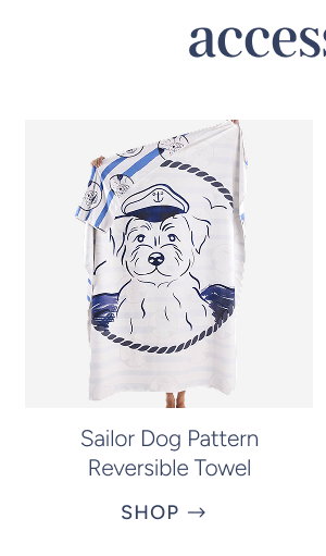 Sailor Dog Pattern Reversible Towel