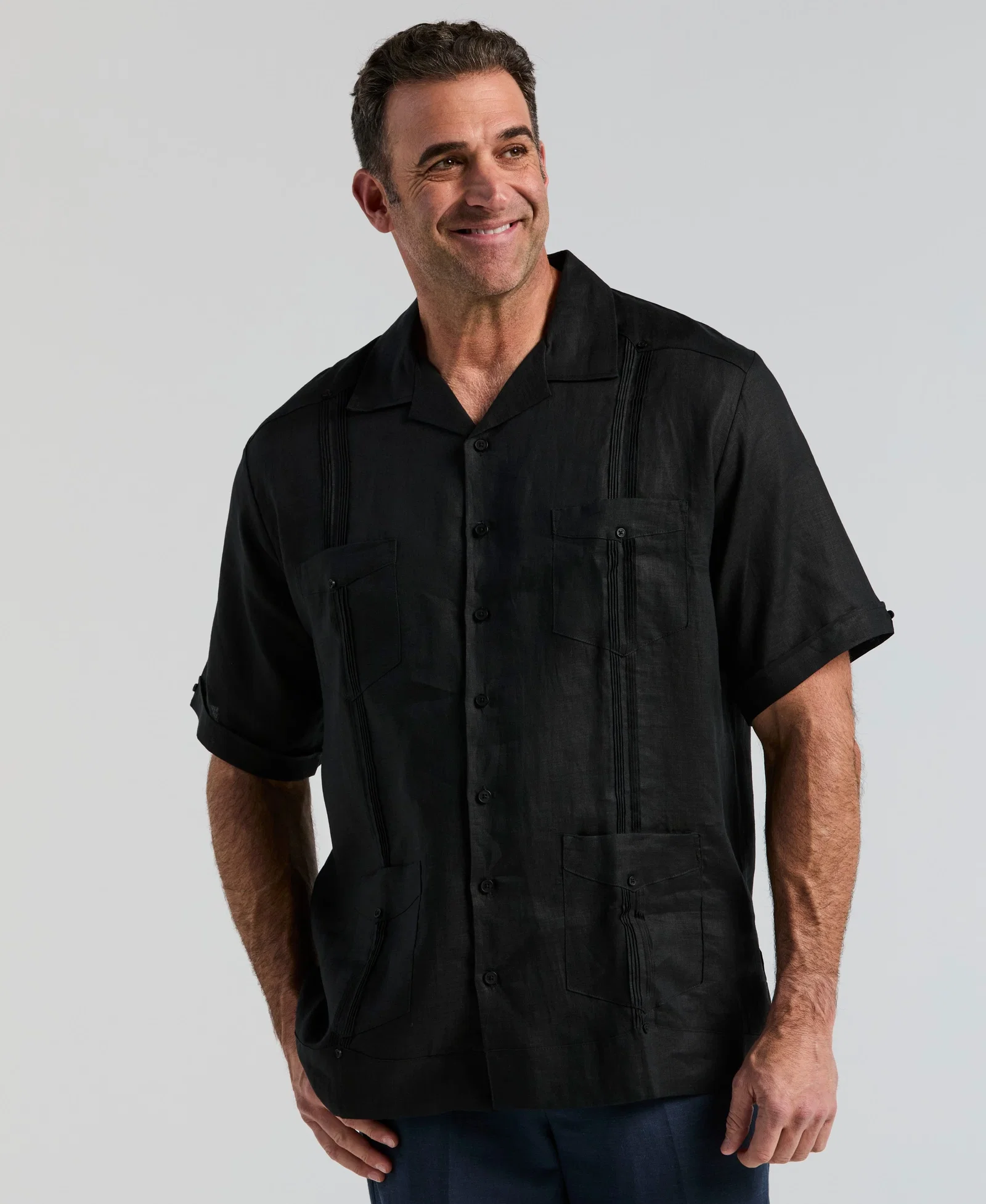 Image of Big & Tall 100% Linen Classic Guayabera Shirt - Short Sleeve
