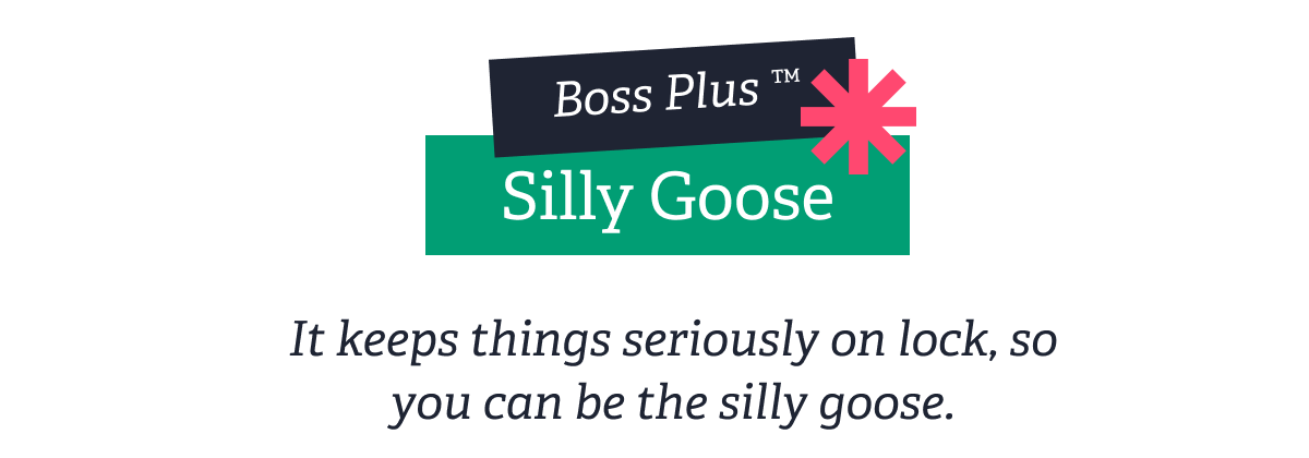 Boss Plus™ (Silly Goose)  It keeps things seriously on lock, so you can be the silly goose.