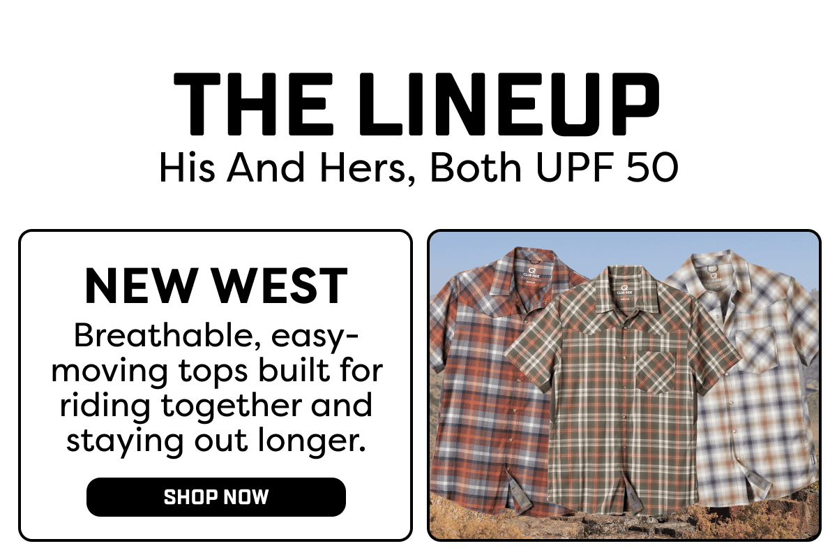 Breathable, easy-moving tops built for riding together and staying out longer.