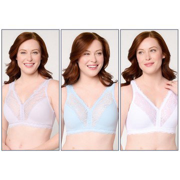 Breezies Soft Support Lace Wirefree Unlined Bra Set of 3