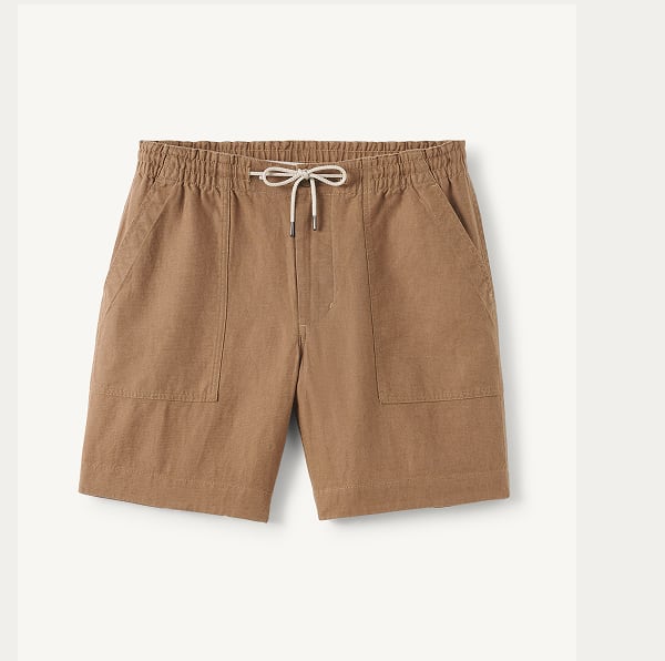 Brown Linen Blend Drawstring Pant