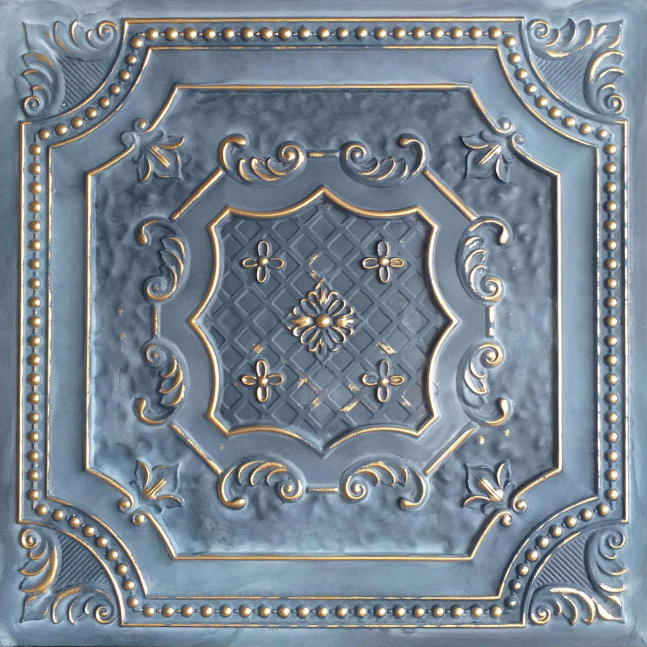 Image of Elizabethan Shield - Faux Tin Ceiling Tile - 24 in x 24 in - #DCT04