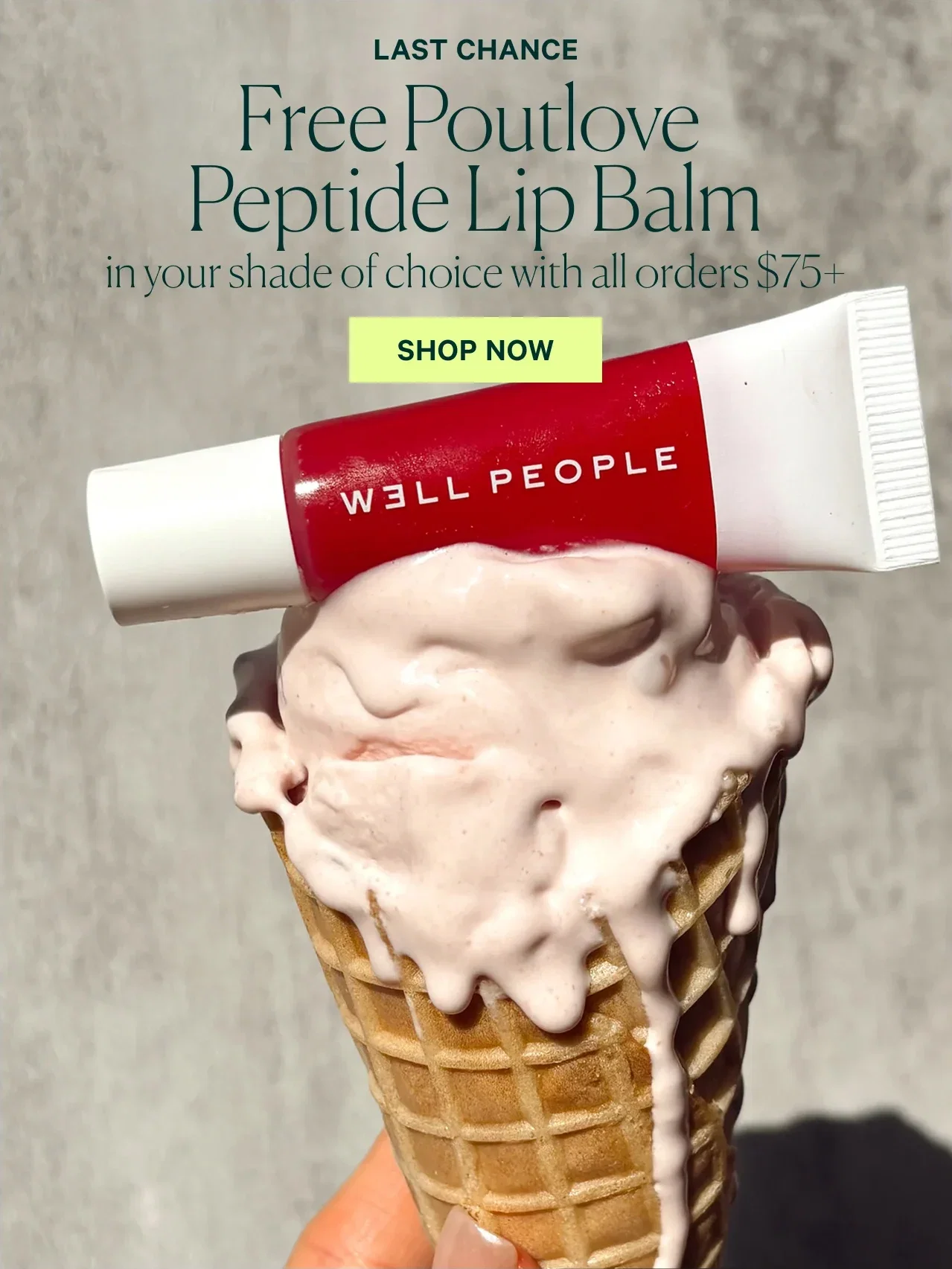 Free Poutlove Peptide Lip Balm  in your shade of choice with all orders $75+  SHOP NOW