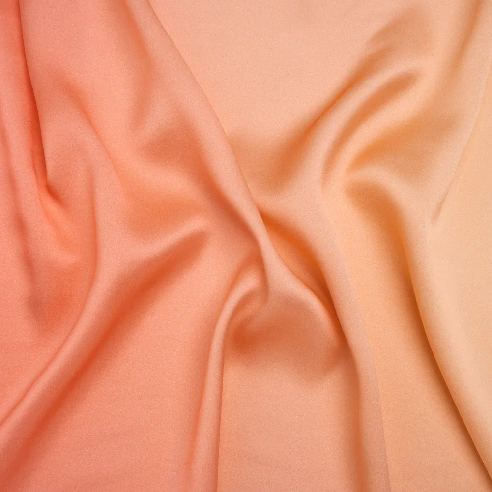 Image of Silk Charmeuse Print 16MM, Made in Italy - Pale Peach to Blush Pink Ombre