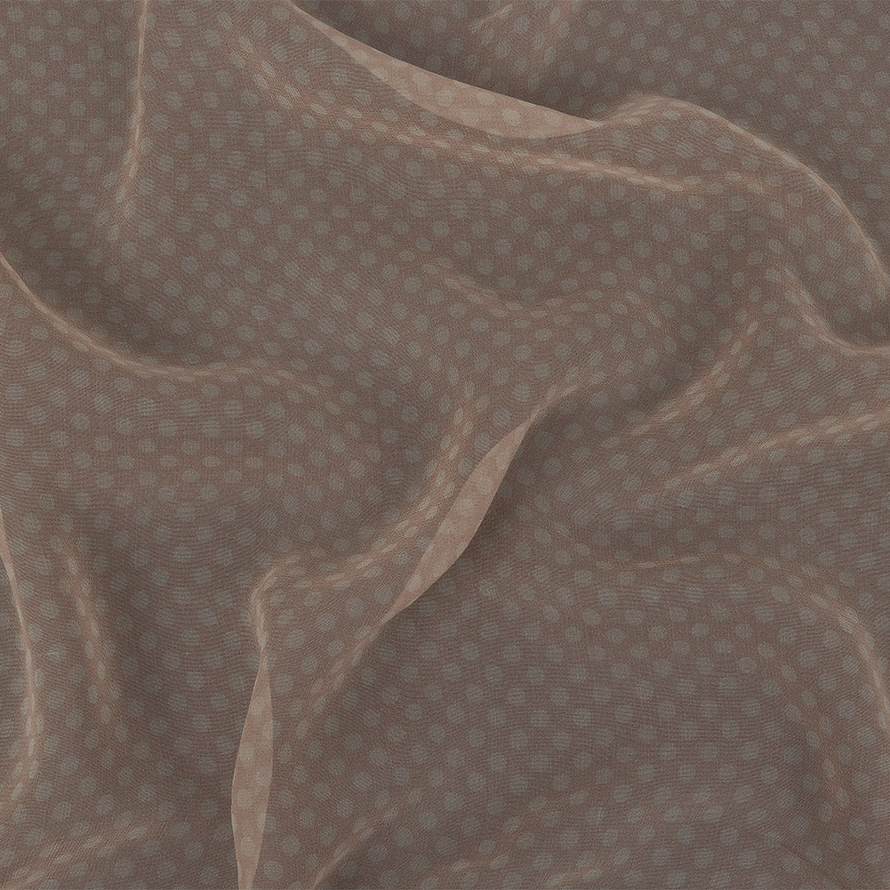 Image of Famous Australian Designer Peach and Ivory Polka Dotted Silk Georgette