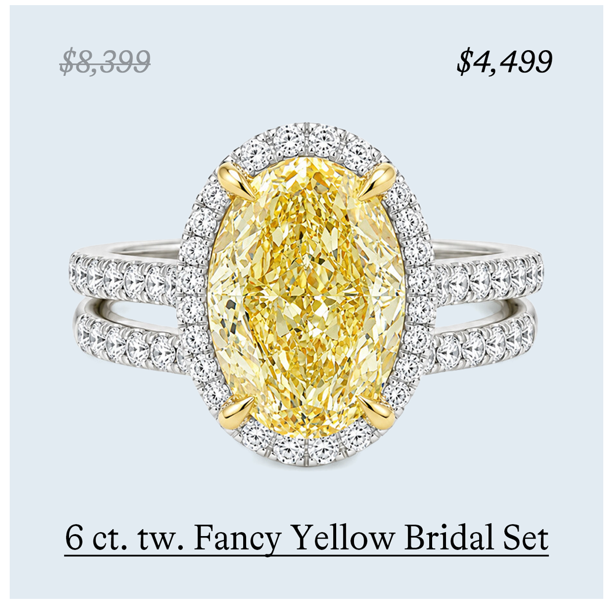 6 ct. tw. Oval Fancy Yellow Bridal Set in 14K White and Yellow Gold