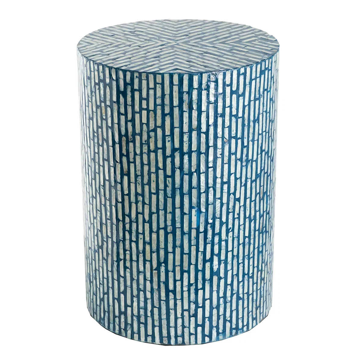 Image of Blue Capiz Accent Stool/Table
