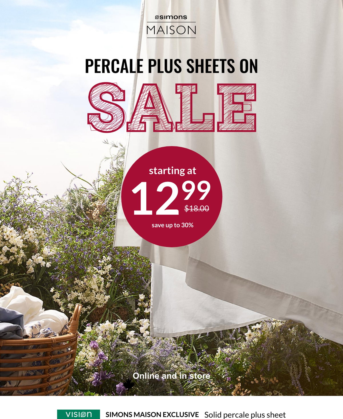 Simons Maison. Percale plus sheets on sale starting at $12.99