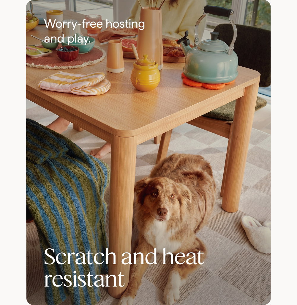 Scratch and heat resistant. Worry-free hosting and play.