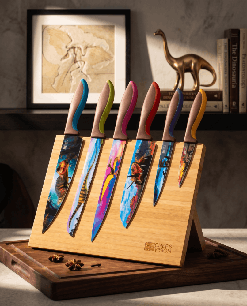 Jurassic Knife Set in Dinosaur Themed Kitchen