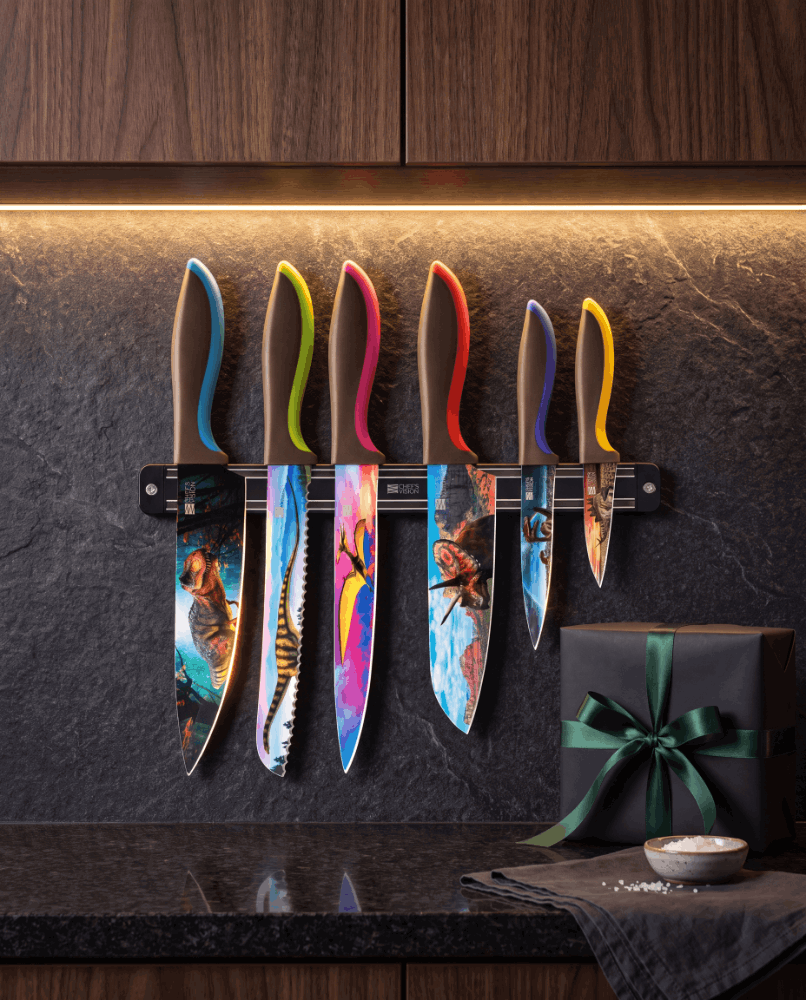 Jurassic Knife Set with Black Magnetic Holder