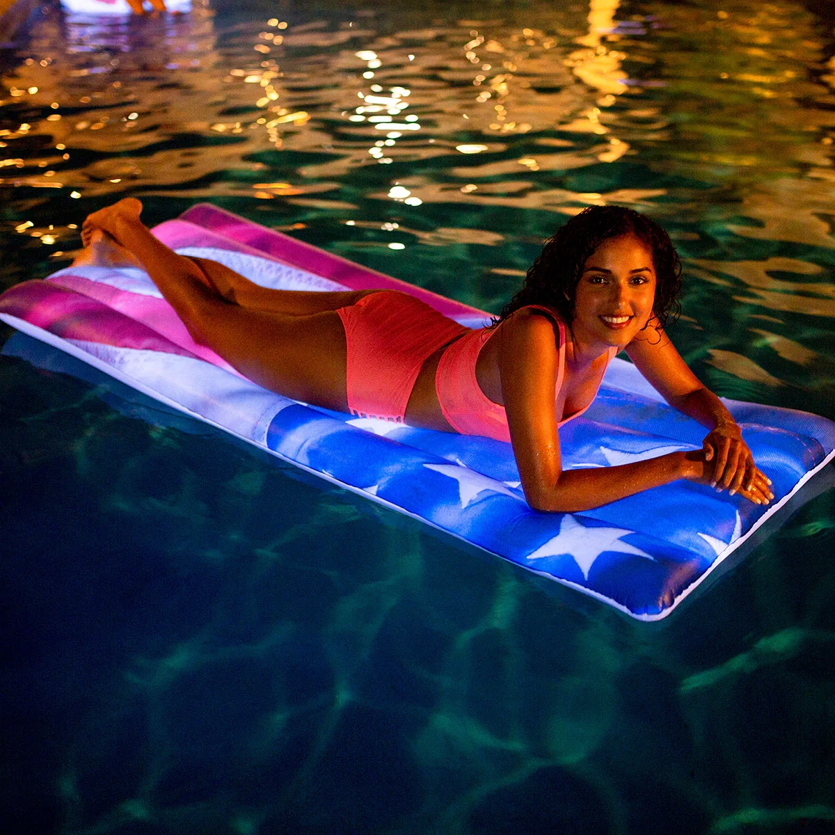 Image of Patriotic LED Deluxe Pool Raft