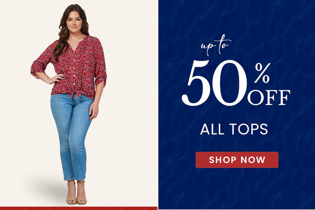 up to 50% off tops