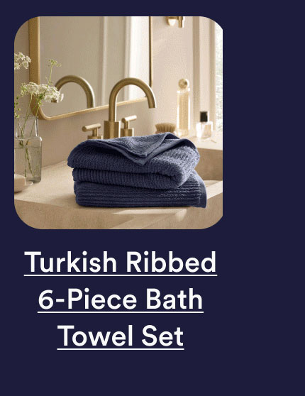 Turkish Ribbed 6-piece bath towel set