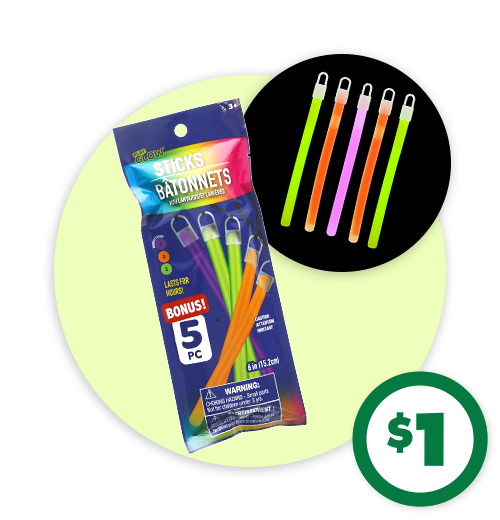 $1 Glow Sticks & Lanyards, 5-pc.