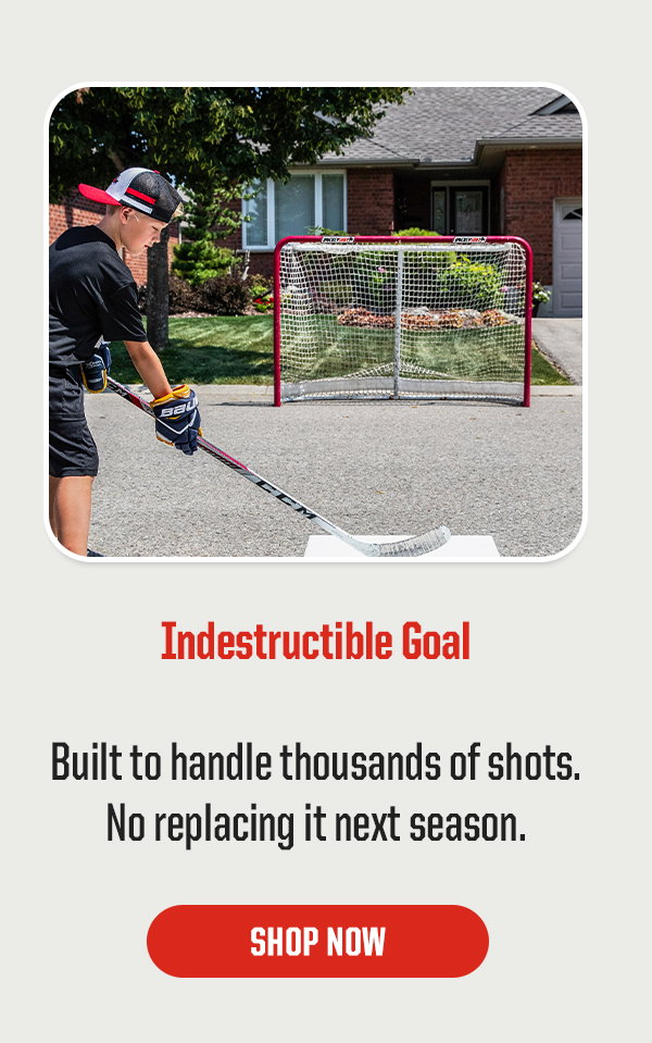 Product Block 1: Indestructible Goal. Built to handle thousands of shots. No replacing it next season. CTA: Shop Now