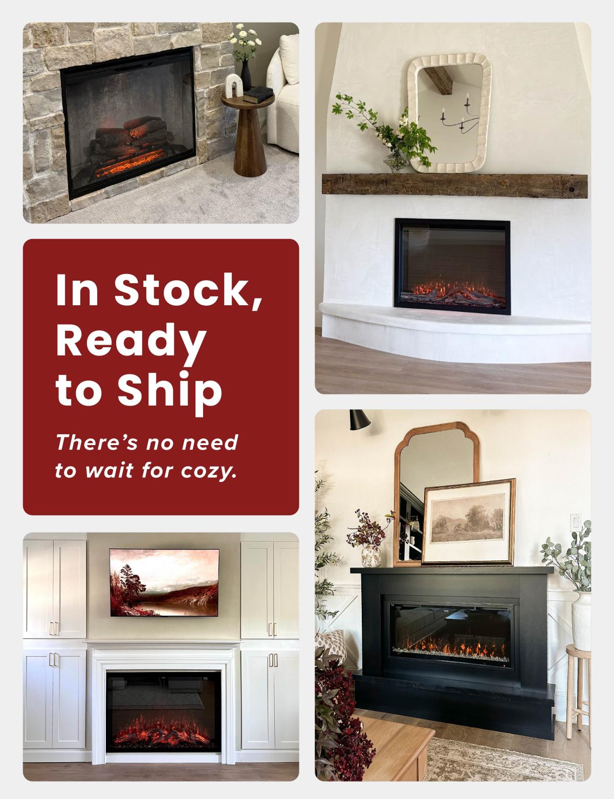 Collage of different featured electric fireplaces