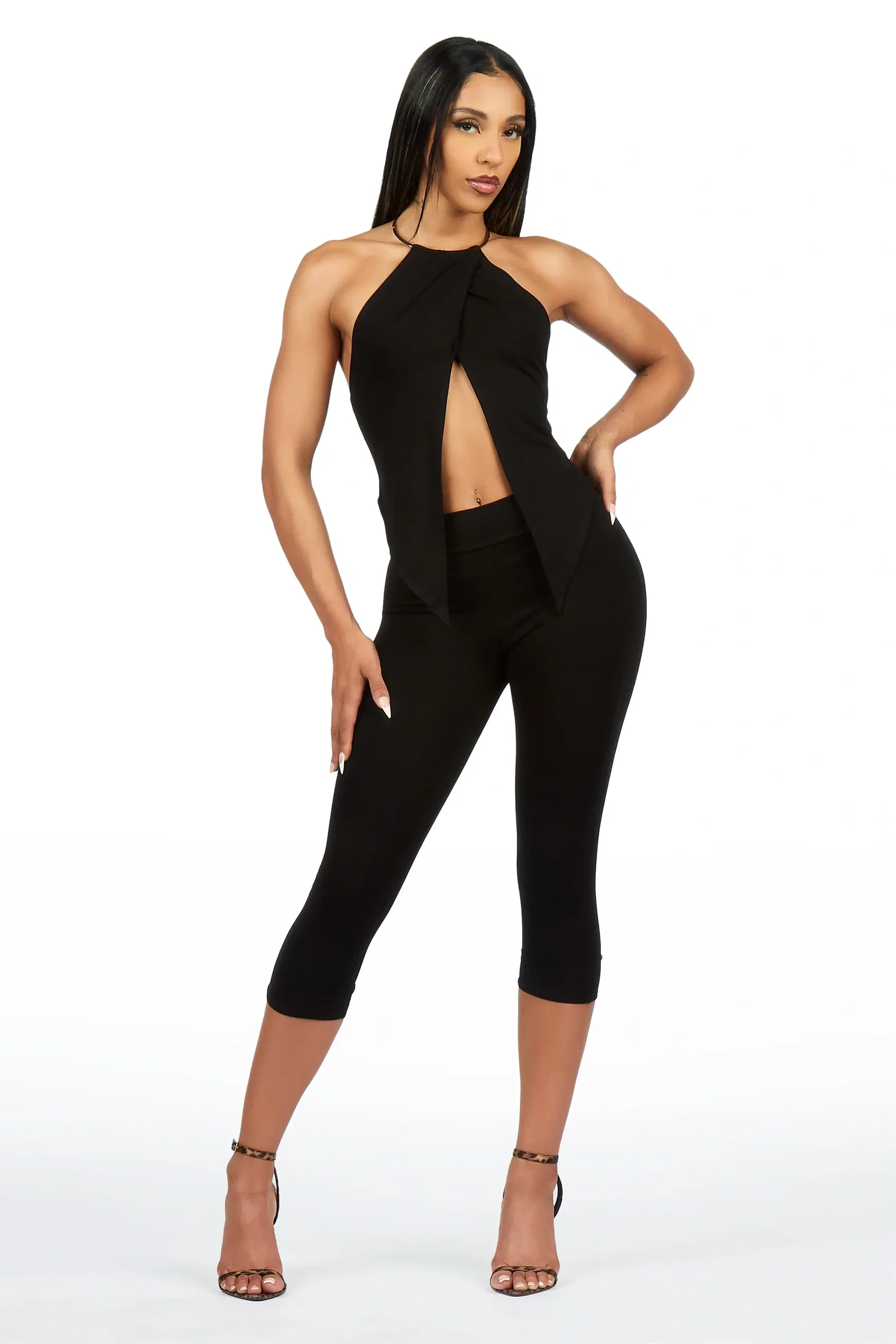 Image of Fly-aay Black 2 pc Capri Set
