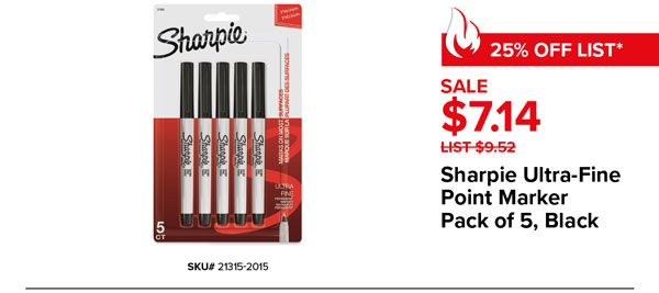 Sharpie Ulta-Fine Point Marker Pack of 5, Black Sale $7.14