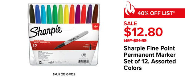 Sharpie Fine Point Permanent Market Set of 12, Assorted Colors, Sale $12.80