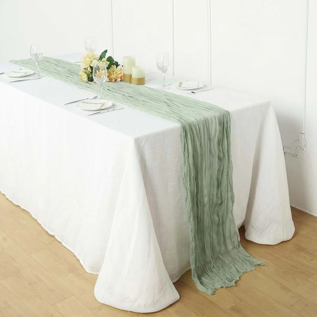 Gauze Cheesecloth Table Runner 10ft Sage Green