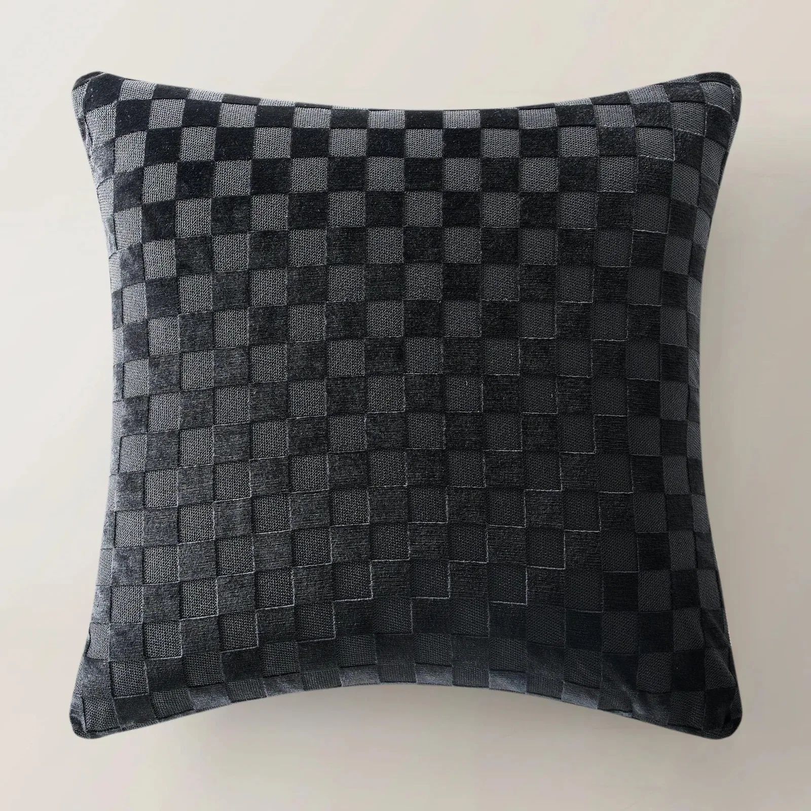 Image of Checker Velvet Pillow 22" - Black