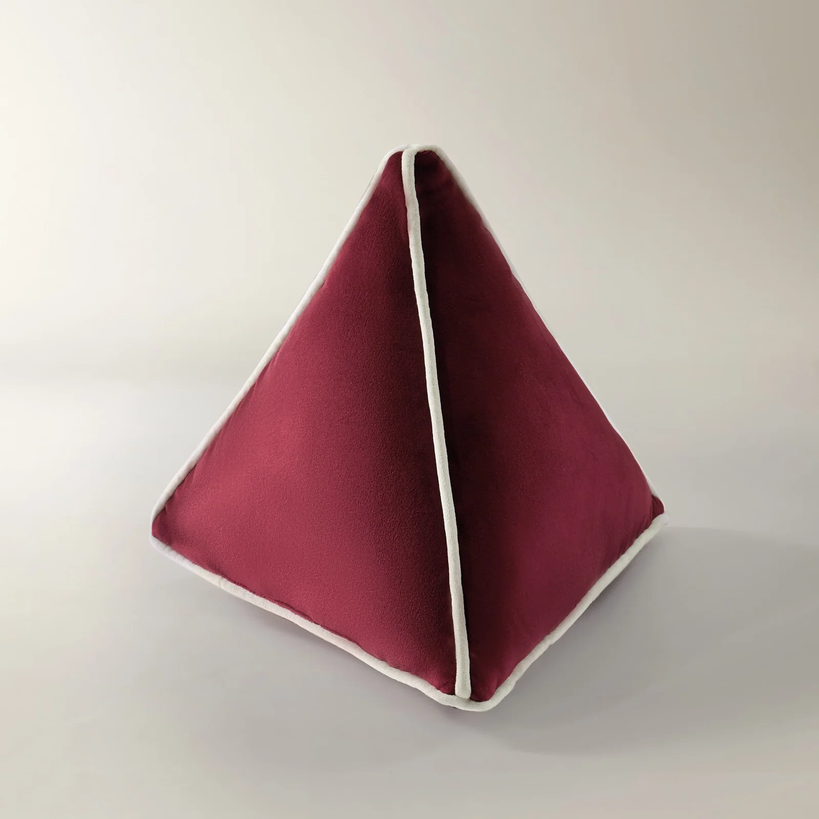 Image of Trist Velvet Triangle Pillow 13" - Deep Red/White