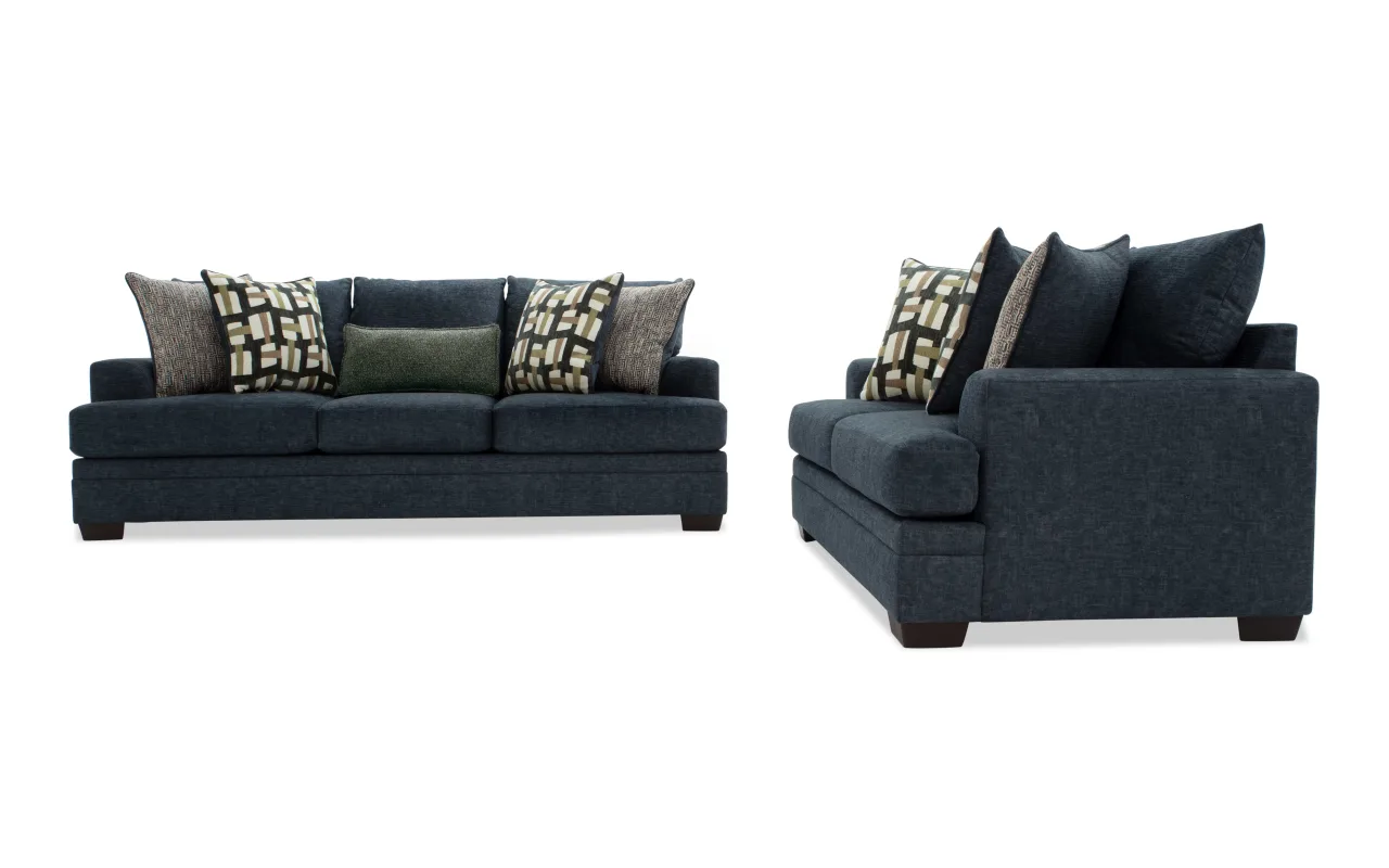 Savannah Blue 93'' Sofa & 69'' Loveseat