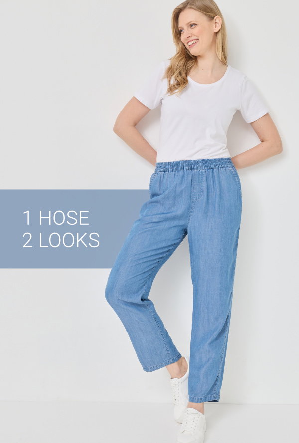 Leichte Schlupfhose im Denim-Look