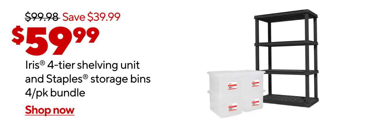 Bundle Offer: $59.99 Heavy Duty 4 Tier Shelving + 4 Plastic Bins EASY DAY DEAL